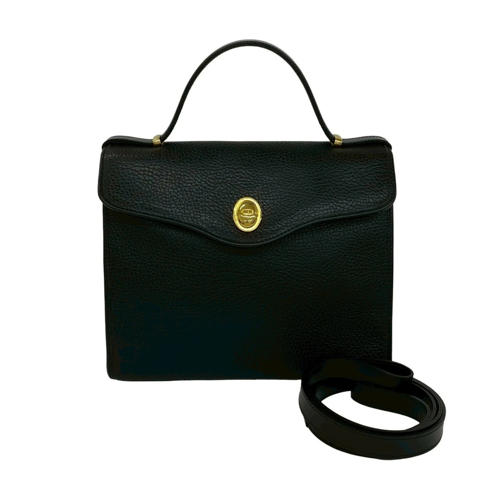 CHRISTIAN DIOR Vintage Black Leather Shoulder Bag